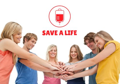 Digital composite of Group of people and blood donation concept