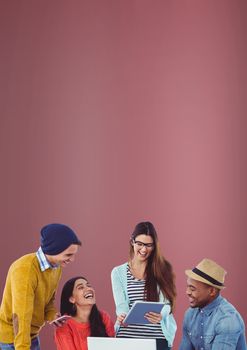 Digital composite of Creative people with red background