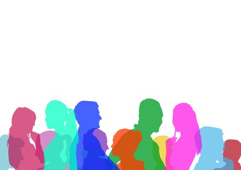 Digital composite of color silhouette of people