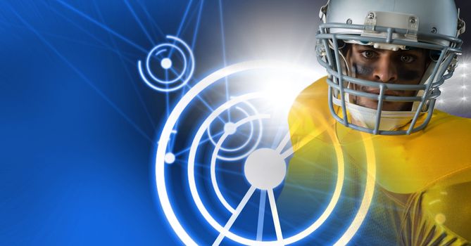 Digital composite of American football player with technology transition