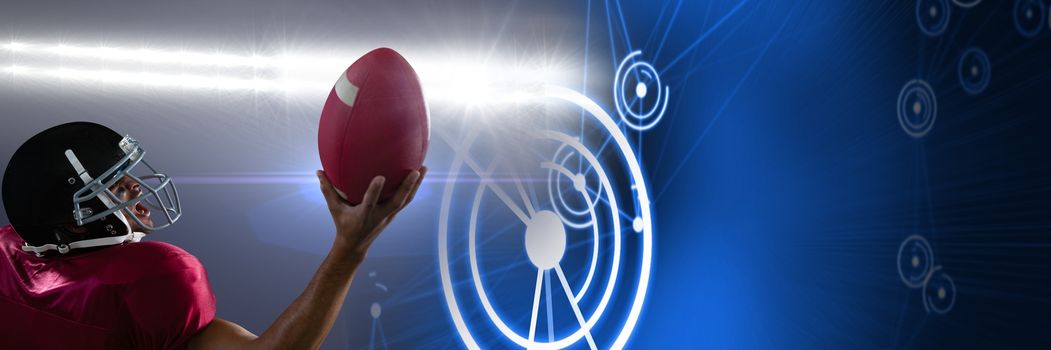Digital composite of American football player with technology transition