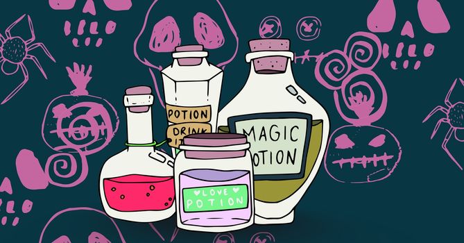 Digital composite of Magic potion halloween illustrations