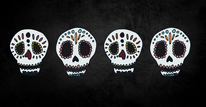 Digital composite of Skull halloween illustrations
