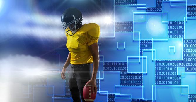 Digital composite of American football player with technology transition