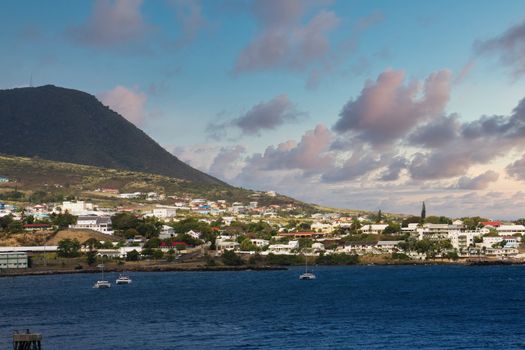 A tropical island with many homes and condos