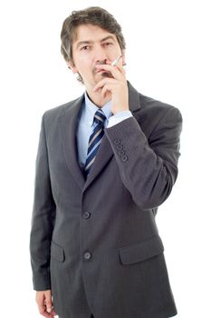 businessman smoking isolated on a white background