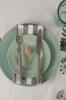  close-up of overhead view of elegant table setting