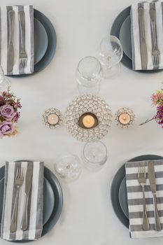 Overhead of beautiful table setting for an occasion 