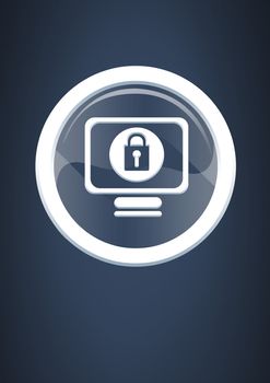 Digital composite of Security lock icon on computer