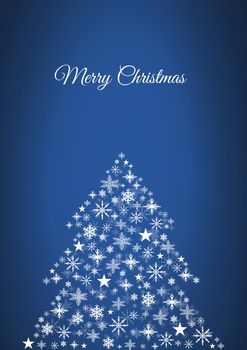 Digital composite of Merry Christmas text and Snowflake Christmas tree pattern shape