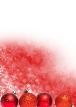Digital composite of Christmas bauble decorations and Snowflake Christmas pattern and blank space