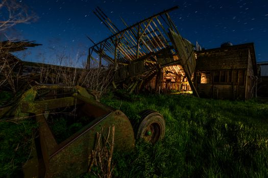 Night at an Abandoned Farm in California, USA