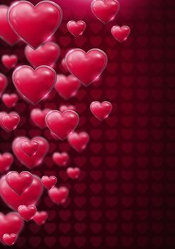 Digital composite of Shiny bubbly Valentines hearts