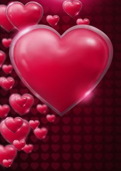 Digital composite of Shiny bubbly Valentines hearts