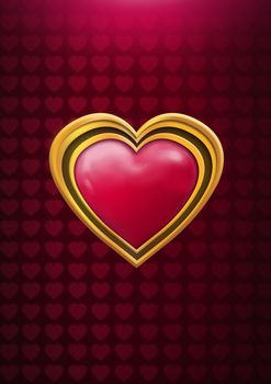 Digital composite of Shiny heart graphic with love hearts
