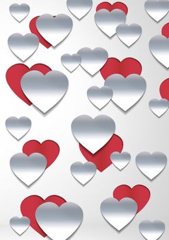 Digital composite of Paper cut out Valentines hearts