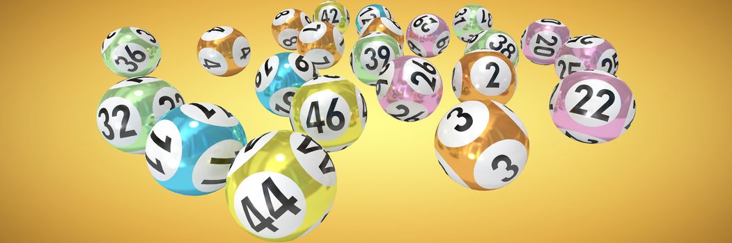 Lottery balls with nimbers against abstract yellow background