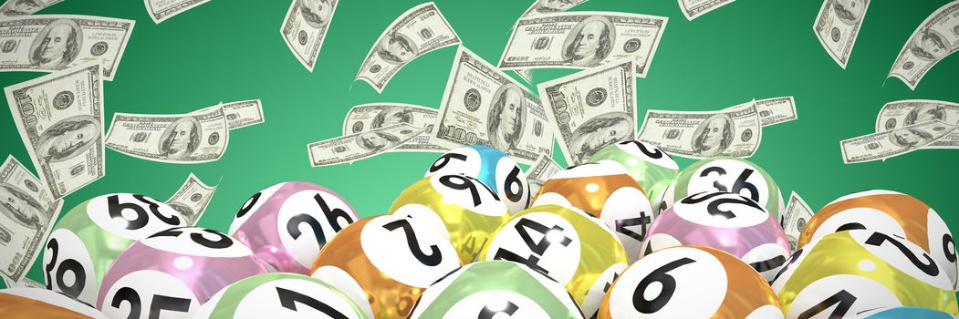 Lottery balls with nimbers against abstract green background