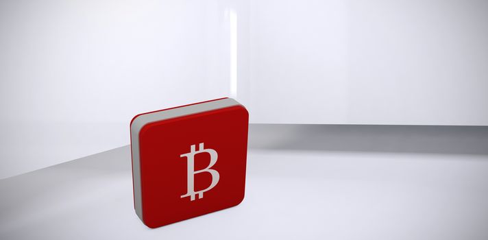 Bitcoin symbol against abstract room