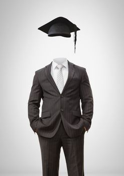 Digital composite of Headless man with surreal floating hat