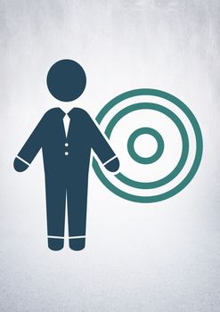 Digital composite of businessman and target icon
