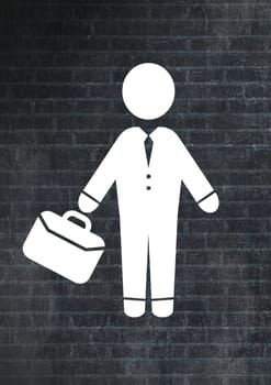 Digital composite of businessman with briefcase icon