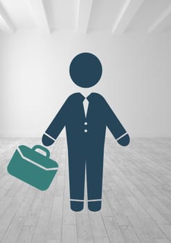 Digital composite of businessman holding briefcase icon