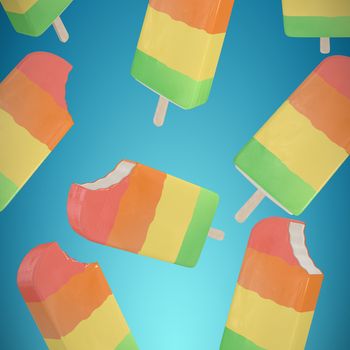 Multicolored ice-cream against abstract blue background