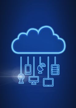 Digital composite of cloud icon with blue background