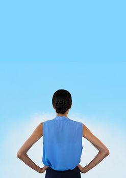 Digital composite of Business woman looking forward with smoke