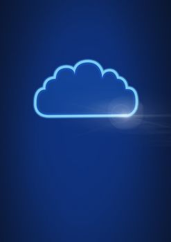 Digital composite of cloud icon with blue background