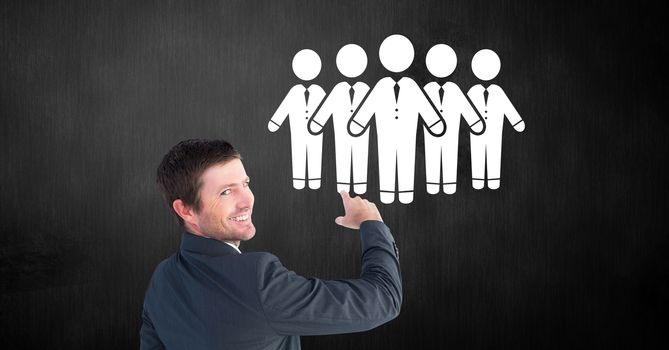 Digital composite of Businessman pointing at business people group icon