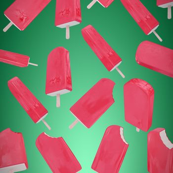 Pink ice-cream against abstract green background