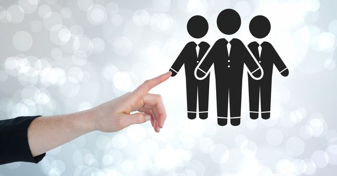 Digital composite of Hand touching business people group icon