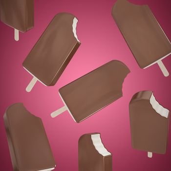 Chocolate ice-cream against abstract maroon background
