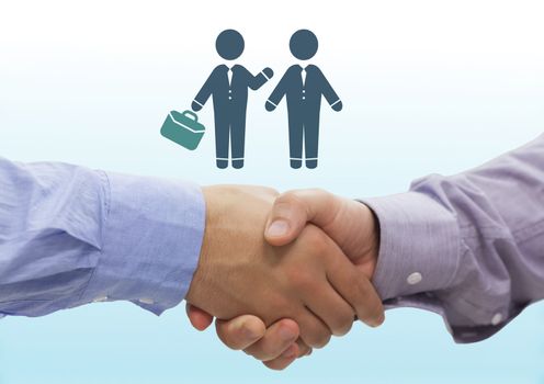 Digital composite of Handshake with business people meeting icon