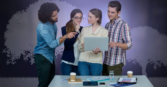 Digital composite of Group of people working on laptop