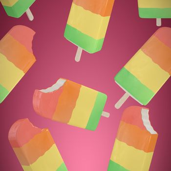 Multicolored ice-cream against abstract maroon background