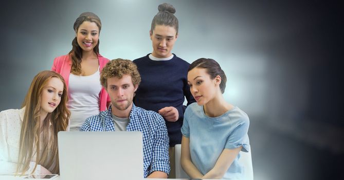 Digital composite of Group of people working on laptop