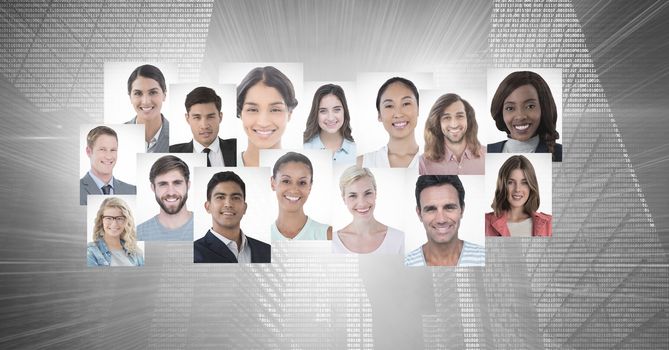 Digital composite of portrait profiles of different people