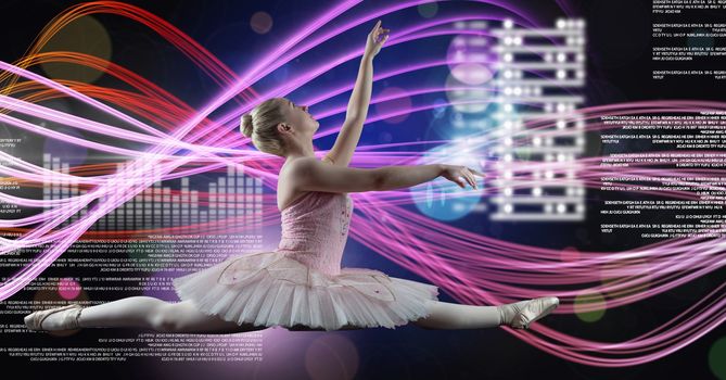 Digital composite of Dancer with digital technology interface