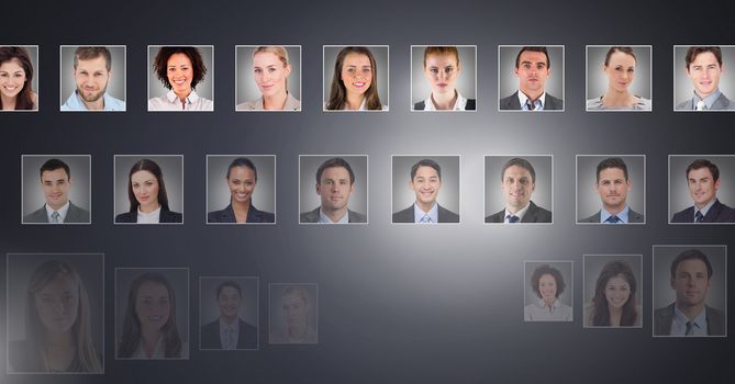 Digital composite of portrait profiles of different people