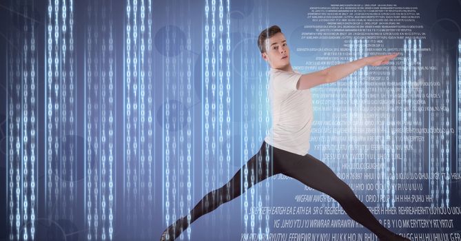 Digital composite of Ballet dancer dancing with digital technology interface