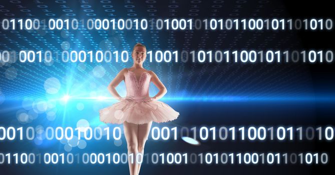 Digital composite of Ballet dancer with glowing digital technology interface
