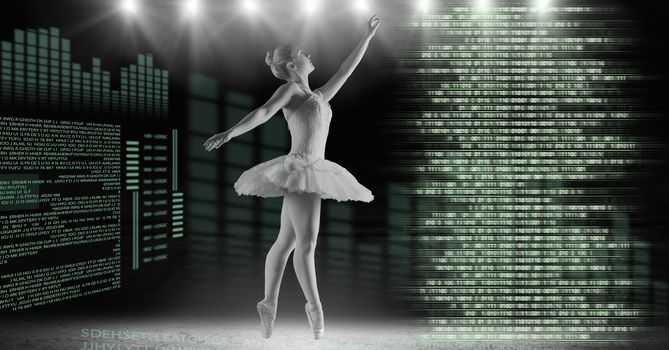 Digital composite of Ballet dancer dancing with digital technology interface