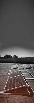 Solar panels at solar station on a sunny day