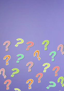 Digital composite of colorful funky question marks