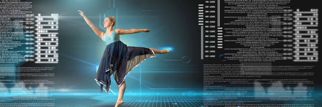 Digital composite of Dancer with digital technology interface