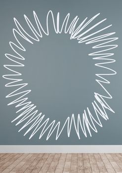 Digital composite of circle doodle in room