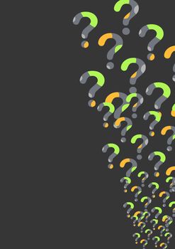 Digital composite of minimal design question marks